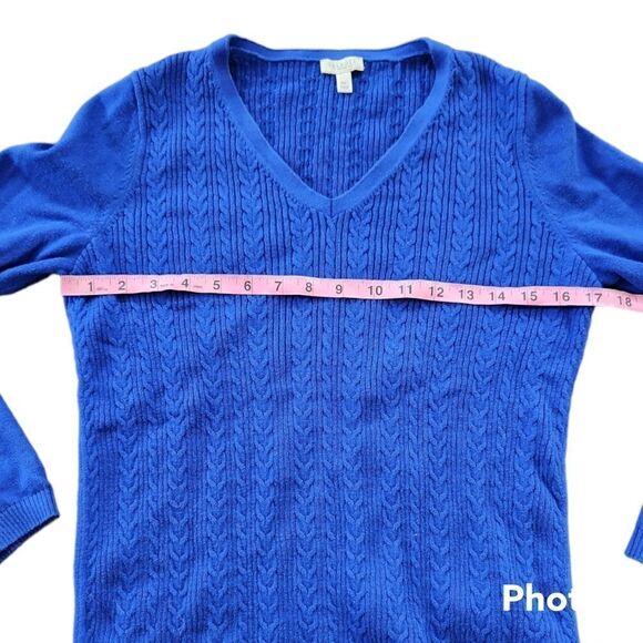 Talbots Petite V Neck Cableknit Sweater - Picture 4 of 6